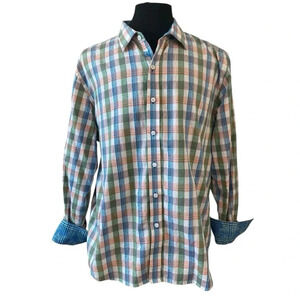 Robert Graham Mens Long Sleeve Plaid Button Down Short Size 2XL Business Casual